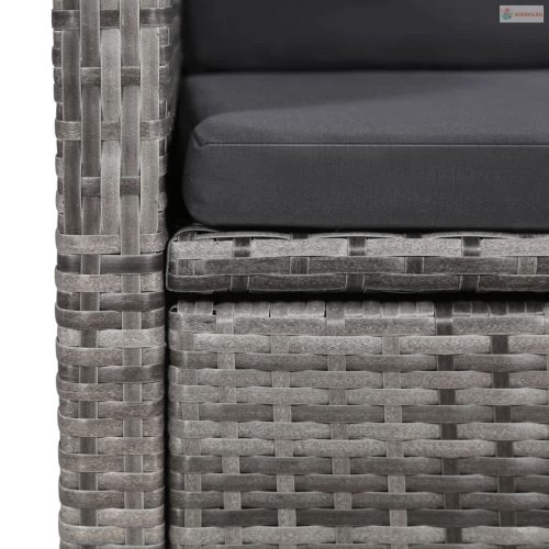 7 részes szürke kerti étkezőgarnitúra párnákkal