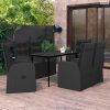 7 részes fekete kerti étkezőgarnitúra párnákkal