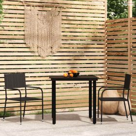 3 részes fekete kerti étkezőgarnitúra