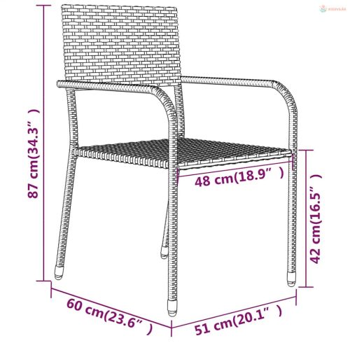 3 részes fekete kerti étkezőgarnitúra