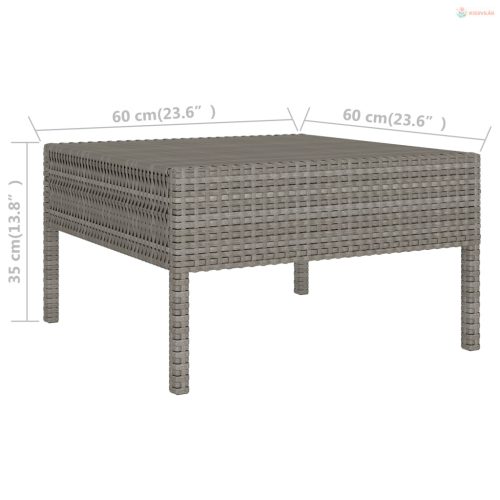 3 részes szürke polyrattan kerti ülőgarnitúra párnákkal