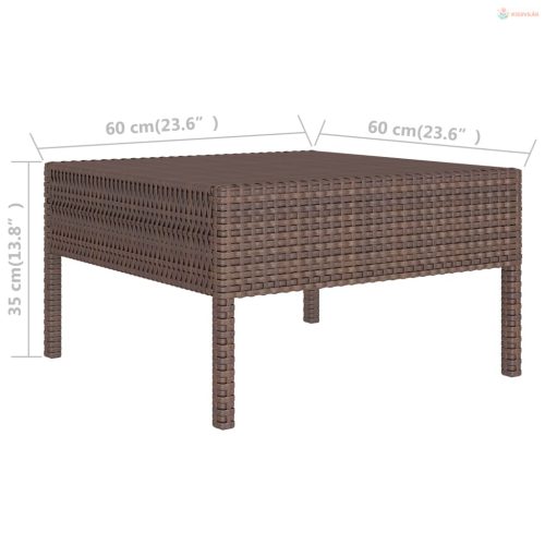 2-részes barna polyrattan kerti bútorszett párnákkal