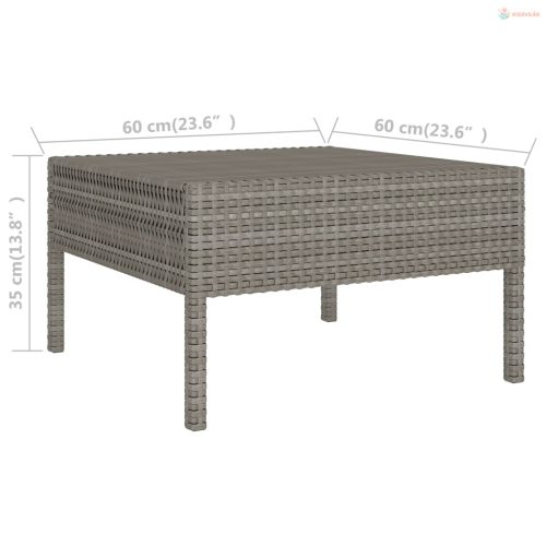 2-részes szürke polyrattan kerti bútorszett párnákkal