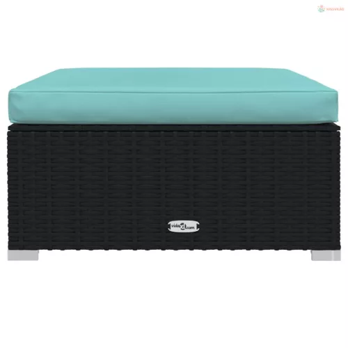 10 részes fekete polyrattan kerti ülőgarnitúra párnákkal