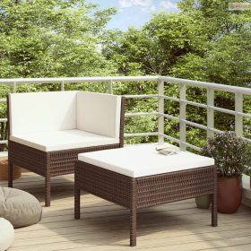 2 részes barna polyrattan kerti bútorszett párnákkal