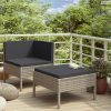 2 részes szürke polyrattan kerti bútorszett párnákkal