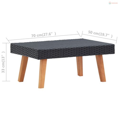 3 részes fekete polyrattan kerti ülőgarnitúra párnákkal