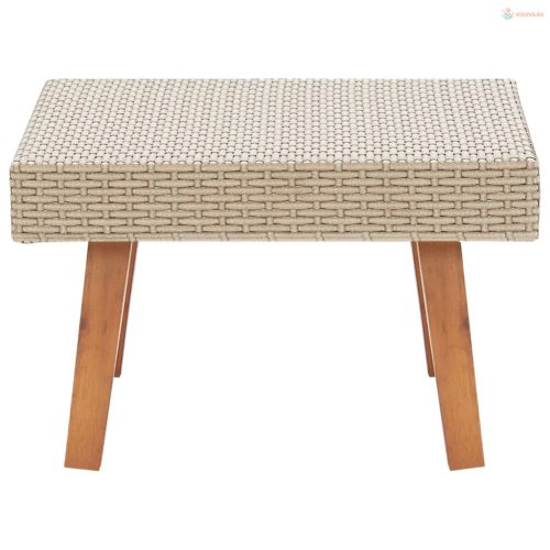 Bézs polyrattan kerti dohányzóasztal