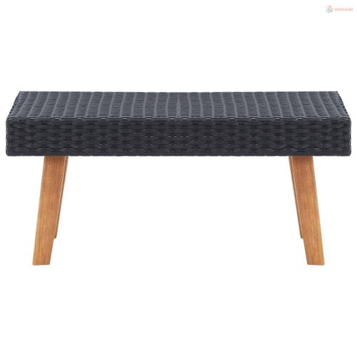 Fekete polyrattan kerti dohányzóasztal