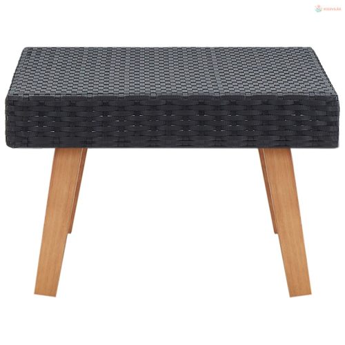 Fekete polyrattan kerti dohányzóasztal