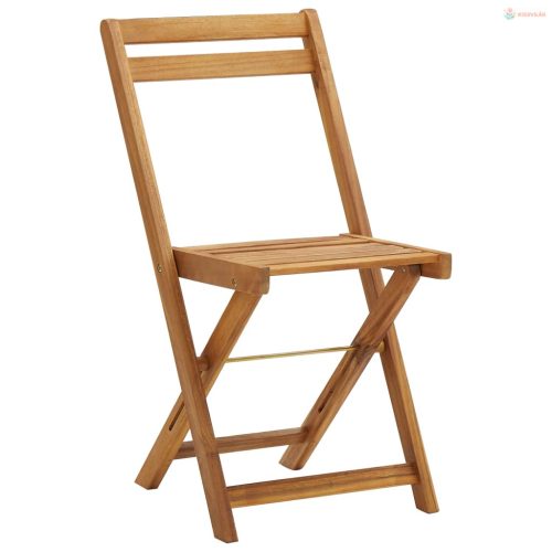 3 darabos összecsukható tömör akácfa bisztrószett párnákkal