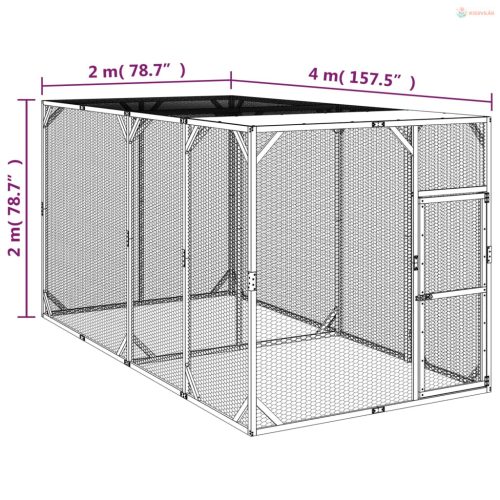 Impregnált tömör fenyőfa tyúkól 200 x 400 x 200 cm