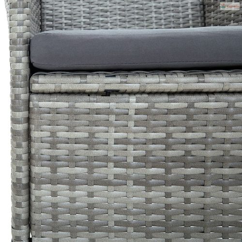 11 részes szürke kerti étkezőgarnitúra párnákkal