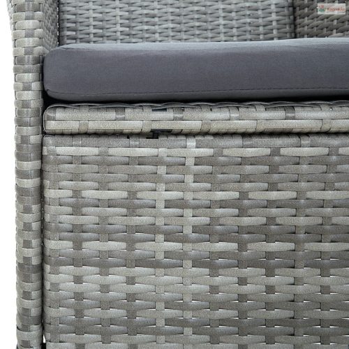 13 részes szürke kerti étkezőgarnitúra párnákkal