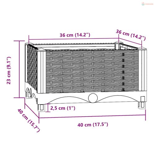 Polipropilén magaságyás 40 x 40 x 23 cm