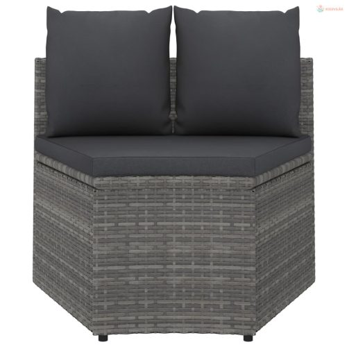 2 részes szürke polyrattan kerti kanapészett párnákkal