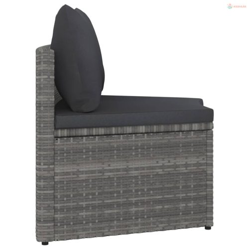 2 részes szürke polyrattan kerti kanapészett párnákkal