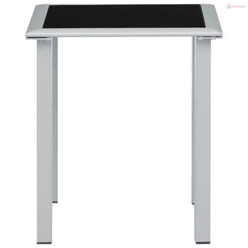 Fekete és ezüst acél és üveg kerti asztal 41 x 41 x 45 cm