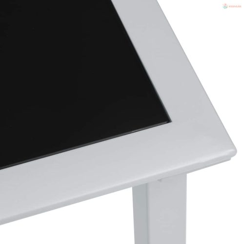 Fekete és ezüst acél és üveg kerti asztal 41 x 41 x 45 cm