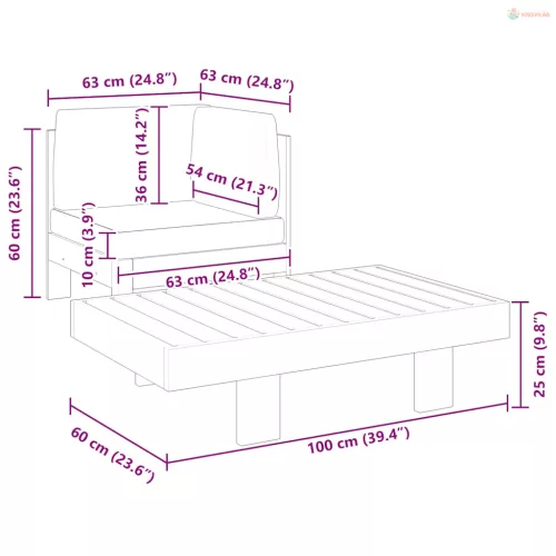 2 részes akácfa kerti ülőgarnitúra krémfehér párnákkal