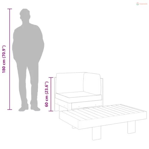 2 részes akácfa kerti ülőgarnitúra krémfehér párnákkal