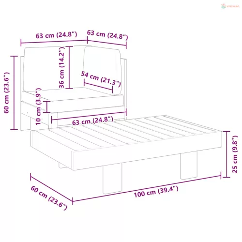 2 részes akácfa kerti ülőgarnitúra sötétszürke párnákkal