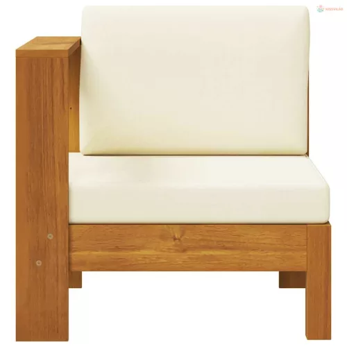 Krémfehér tömör akácfa középső kanapé 1 kartámasszal