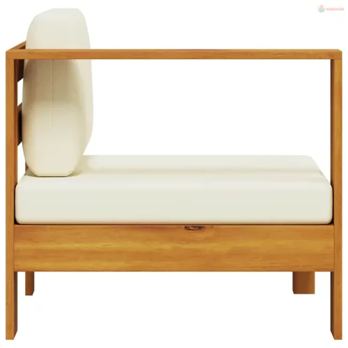 Krémfehér tömör akácfa középső kanapé 1 kartámasszal