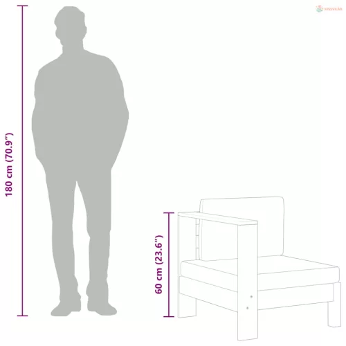 Krémfehér tömör akácfa középső kanapé 1 kartámasszal