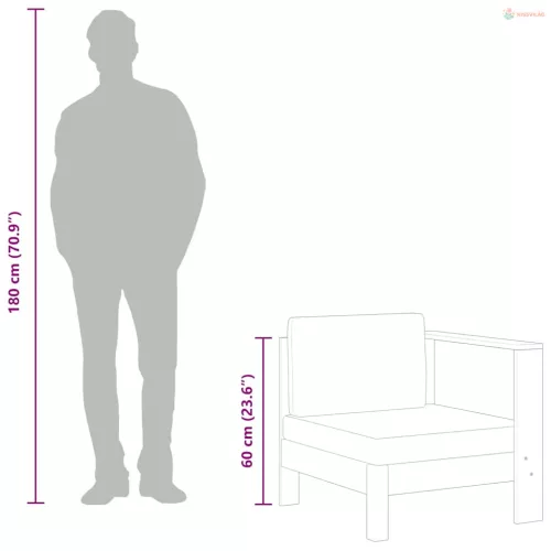 Krémfehér tömör akácfa középső kanapé 1 kartámasszal