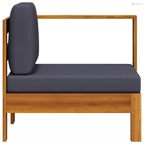 Sötétszürke tömör akácfa középső kanapé 1 kartámasszal