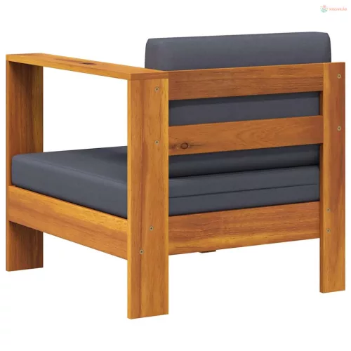 Sötétszürke tömör akácfa középső kanapé 1 kartámasszal