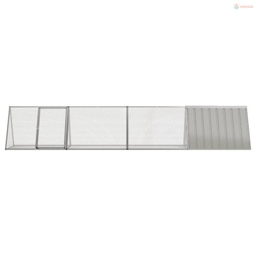 Szürke horganyzott acél nyúlketrec 403,5x80,5x71 cm