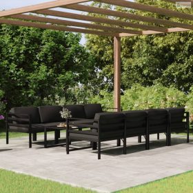   9 részes antracitszürke alumínium kerti ülőgarnitúra párnákkal