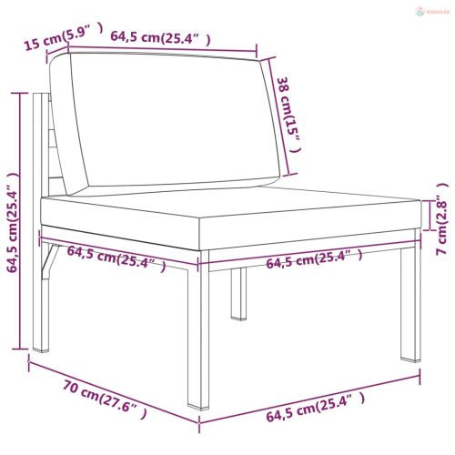 10 részes antracitszürke alumínium kerti ülőgarnitúra párnákkal
