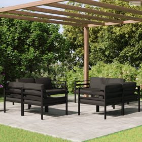   8 részes antracitszürke alumínium kerti ülőgarnitúra párnákkal