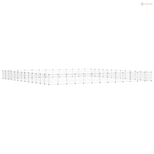 52 paneles fekete acél kisállatketrec ajtóval 35 x 35 cm