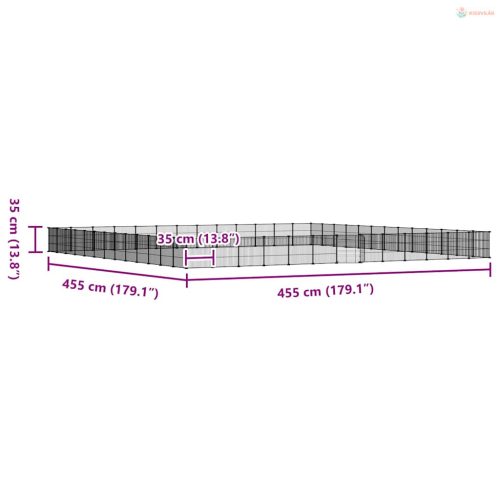 52 paneles fekete acél kisállatketrec ajtóval 35 x 35 cm