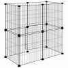 12 paneles fekete acél kisállatketrec ajtóval 35 x 35 cm
