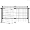 8 paneles fekete acél kisállatketrec ajtóval 35 x 35 cm