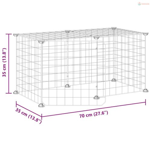 8 paneles fekete acél kisállatketrec ajtóval 35 x 35 cm
