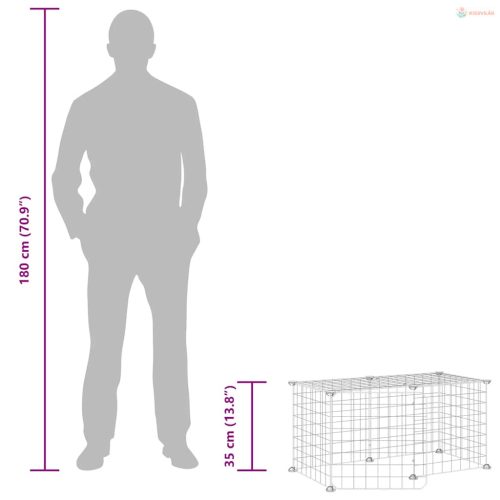 8 paneles fekete acél kisállatketrec ajtóval 35 x 35 cm