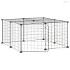 12 paneles fekete acél kisállatketrec ajtóval 35 x 35 cm