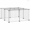 12 paneles fekete acél kisállatketrec ajtóval 35 x 35 cm