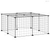 12 paneles fekete acél kisállatketrec ajtóval 35 x 35 cm