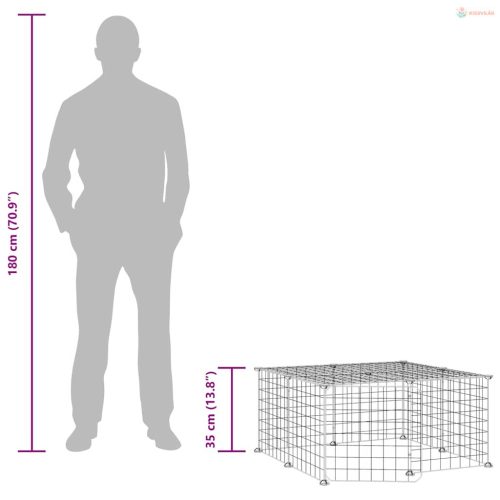 12 paneles fekete acél kisállatketrec ajtóval 35 x 35 cm