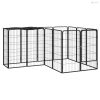 14 paneles fekete porszórt acél kutyakennel 50 x 100 cm