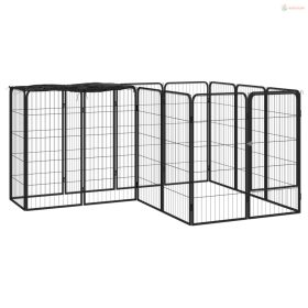 14 paneles fekete porszórt acél kutyakennel 50 x 100 cm