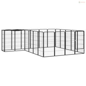 22-paneles fekete porszórt acél kutyakennel 50 x 100 cm
