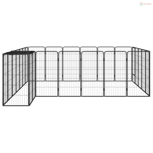 26-paneles fekete porszórt acél kutyakennel 50 x 100 cm